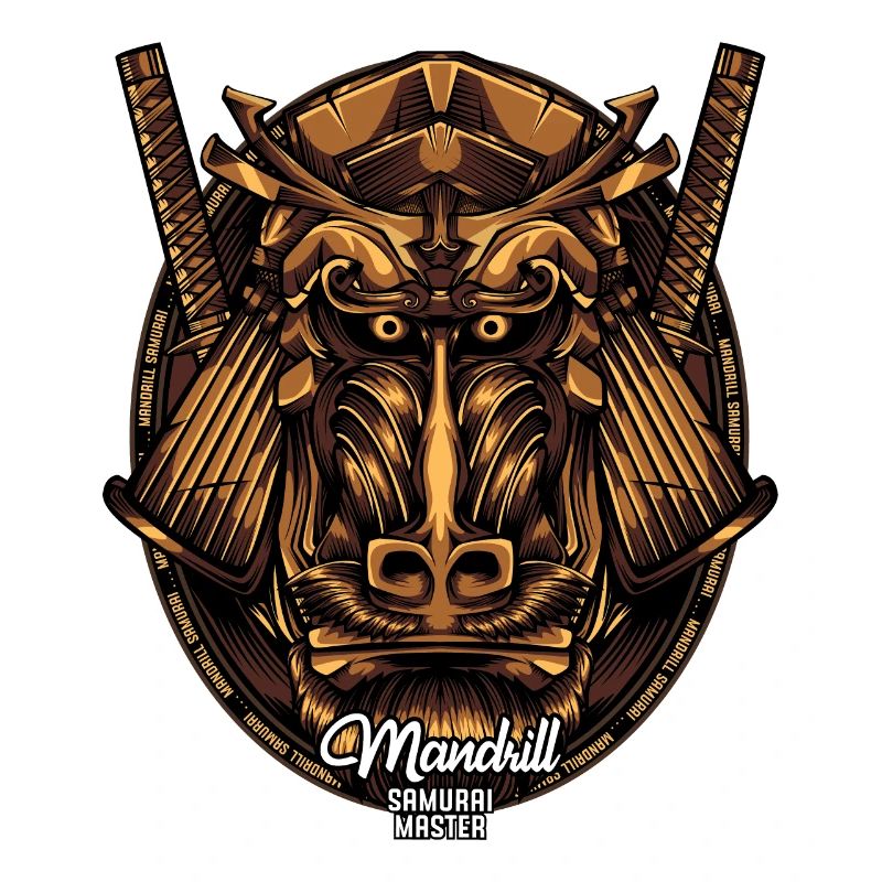 Mandrill Samurai Singe Faune Cadeau Créatif
