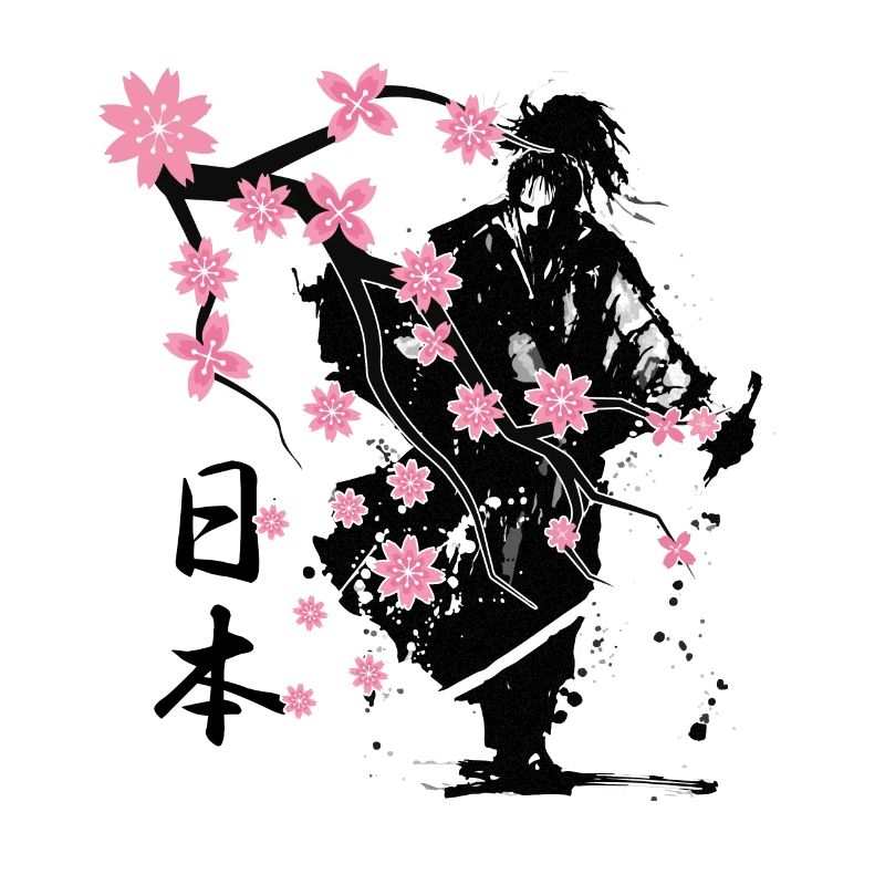 samouraï guerrier sakura fleur style