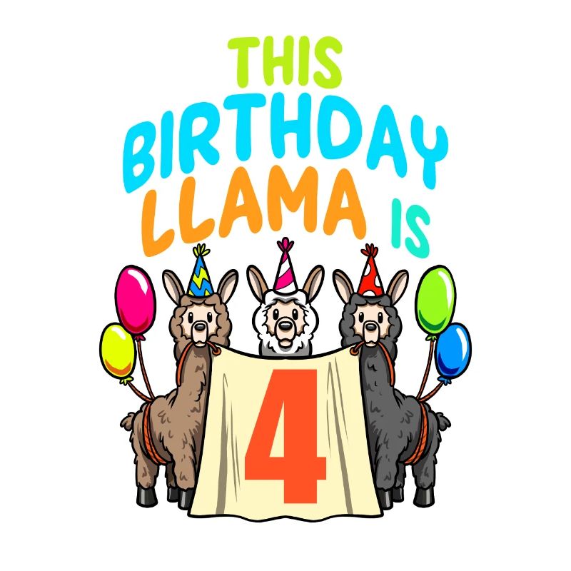 Lama Mädchen 4. Geburtstag Party Alpaka