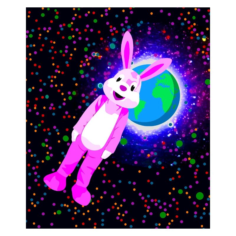 Lapin rose dans l’espace