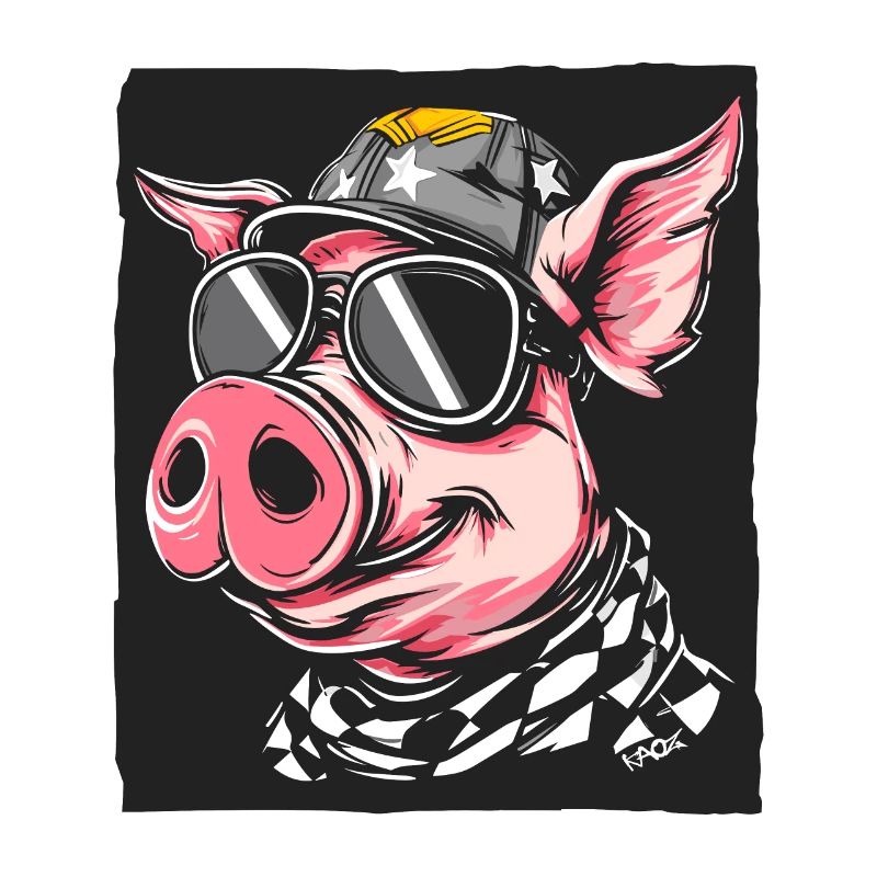 Drapeau à damier Fan de course cochon
