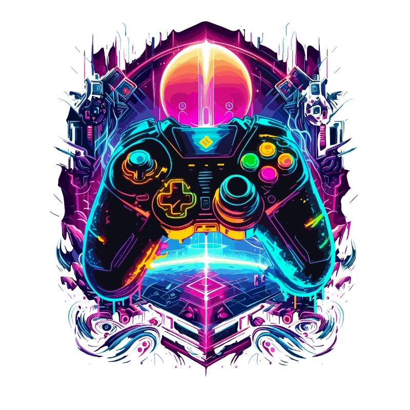 Vibrant Cyberpunk Retro Gaming Controller