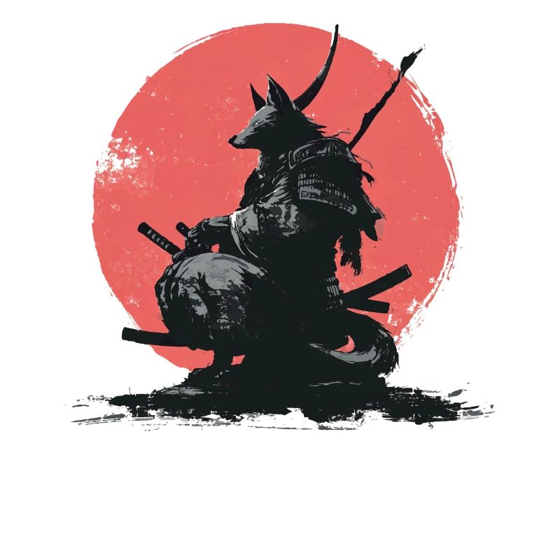 Wolf-Samurai auf Red Sun