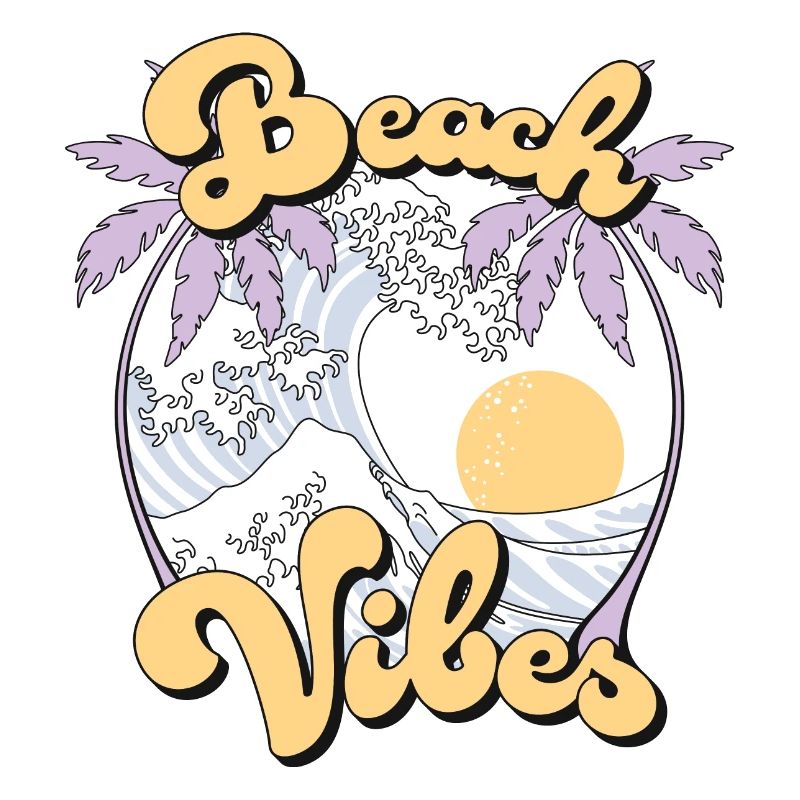 Beach Vibes Tropical Beach Palm Waves Retro