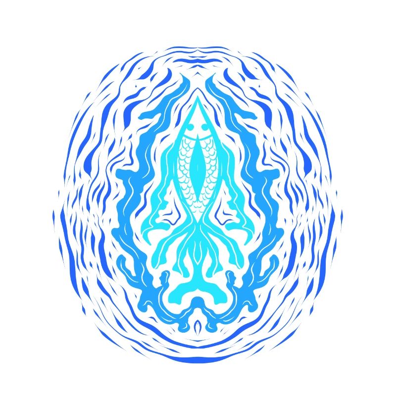 "AQUA" ~ Psychedelic Fish Pattern