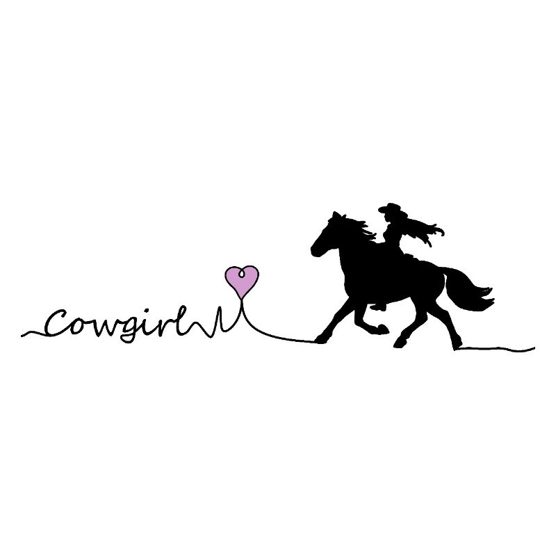 Silhouette de cavalier avec cœur et écriture