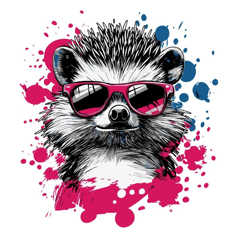Funny hedgehog with sunglasses