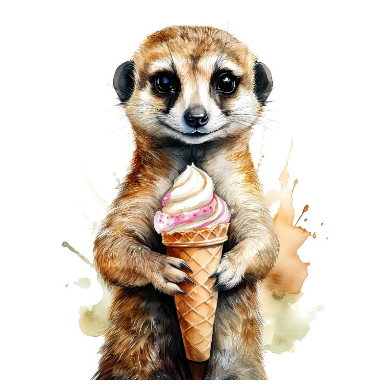 Erdmännchen, das ein Eis isst