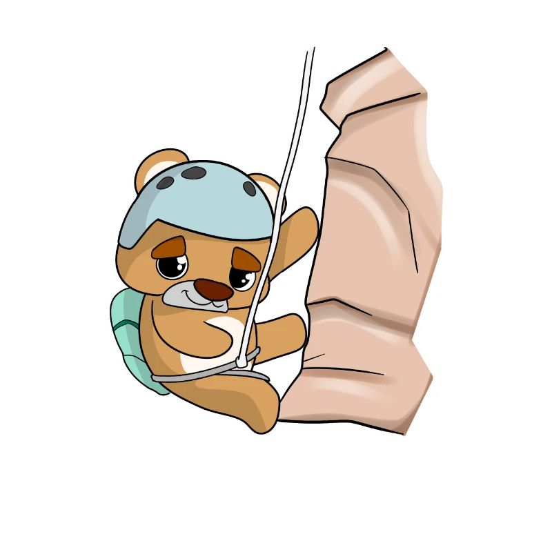 Climbing abseiling bear comic