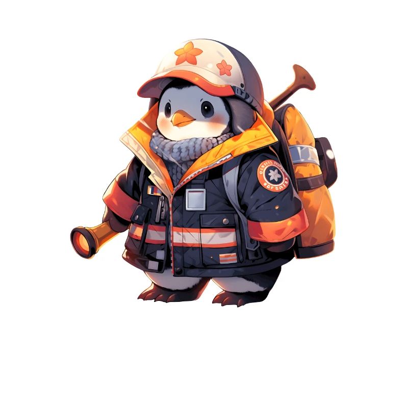 Pinguin Feuerwehrmann