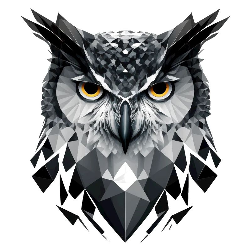 Polygon-Eule in Schwarz-Weiß – Vogelkunst