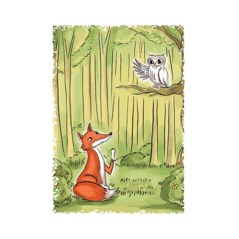 Fuchs mit Eule im Wald