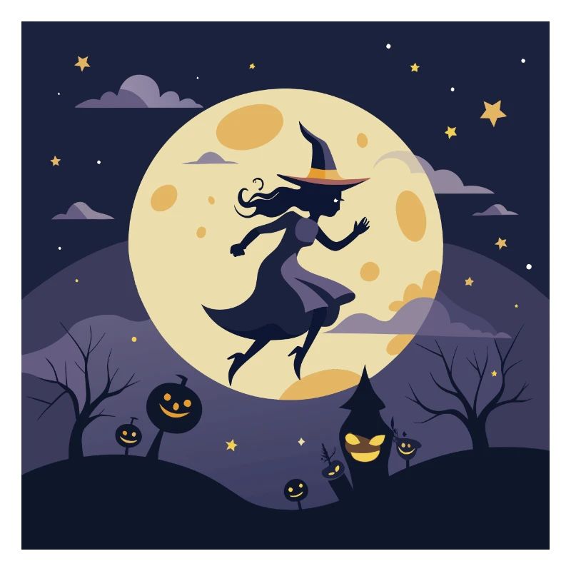 Witch in magical moonlight
