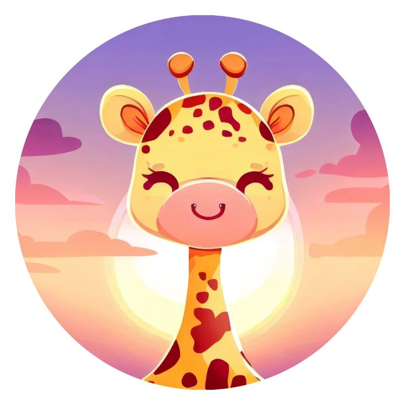 Cute sleeping giraffe in sunset