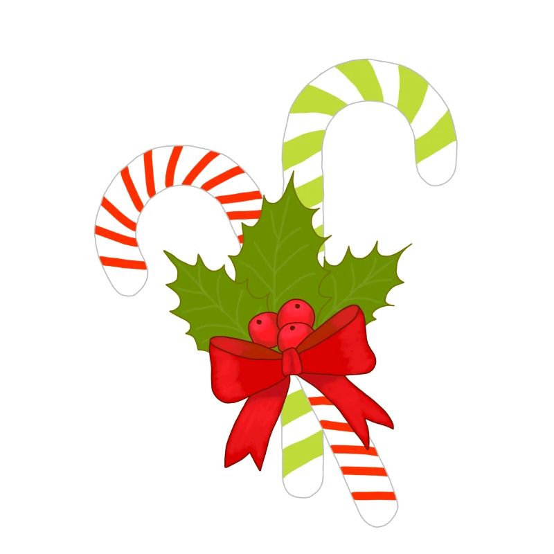 Candy canes with mistletoe