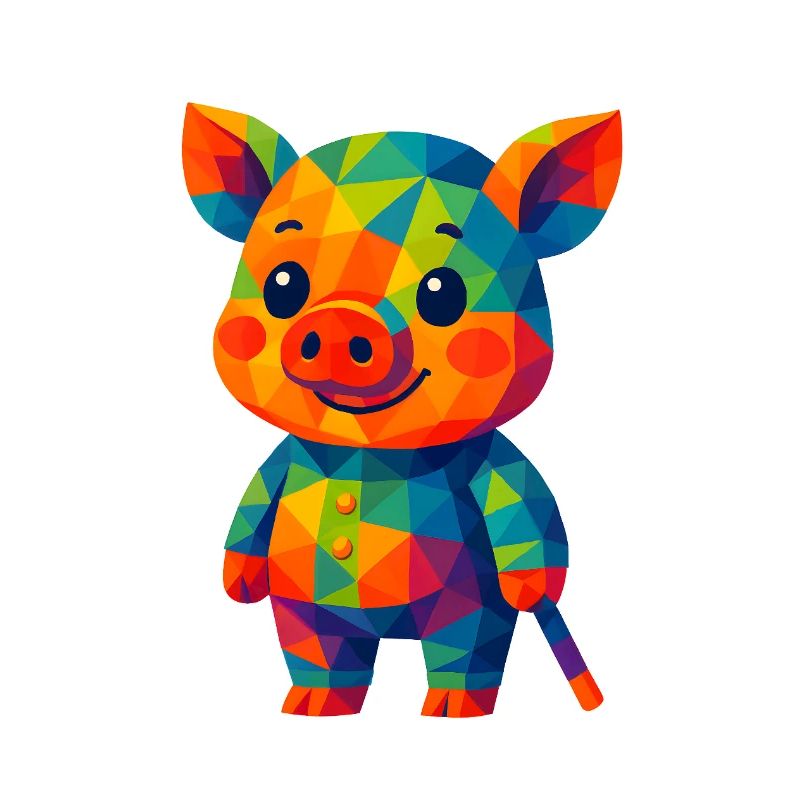 WPAP Polygon Kawaii Style Animaux Bébé Cochon