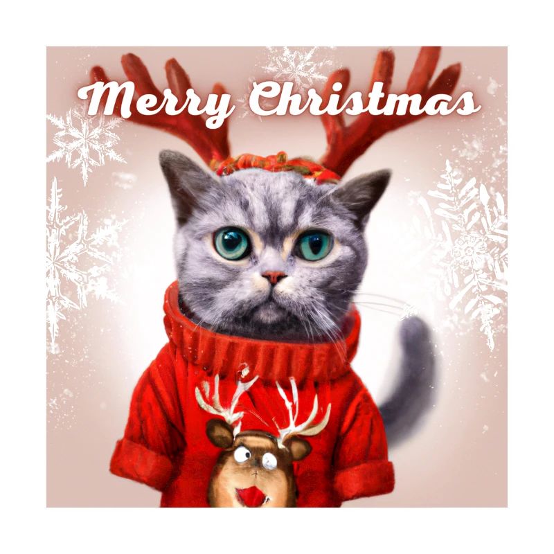 Süße britische Katze im Weihnachtspullover.