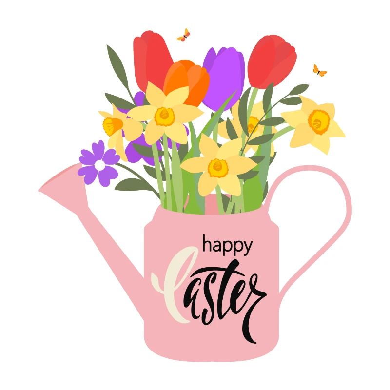 Happy Easter | Watering can with daffodils