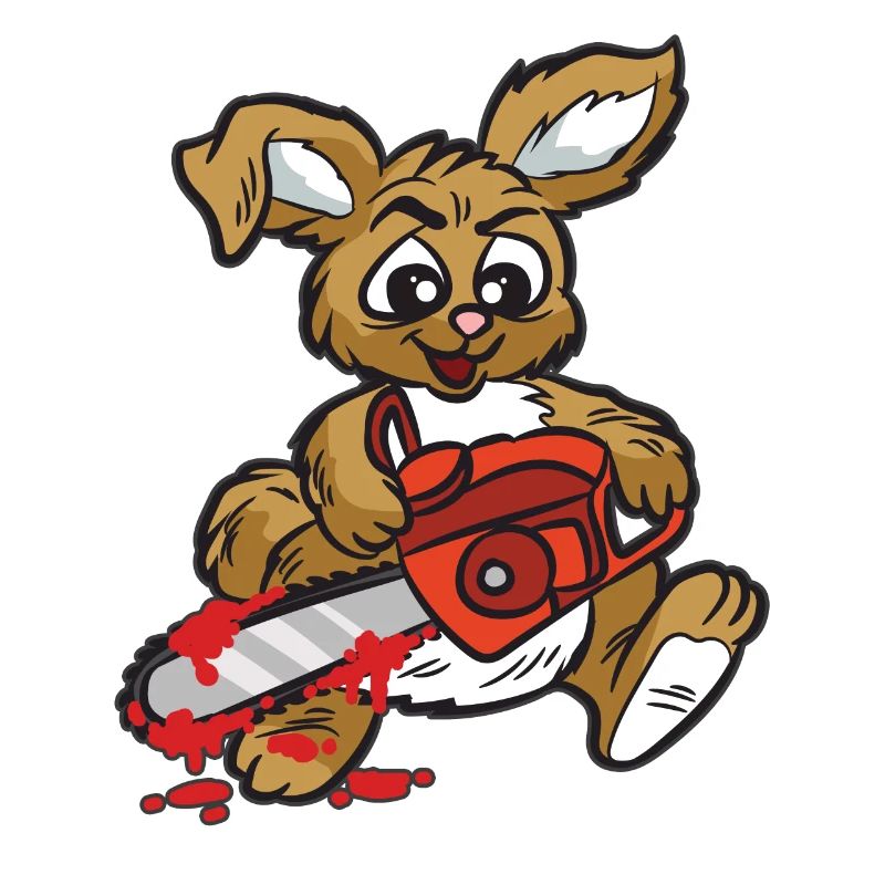 evil rabbit with chainsaw