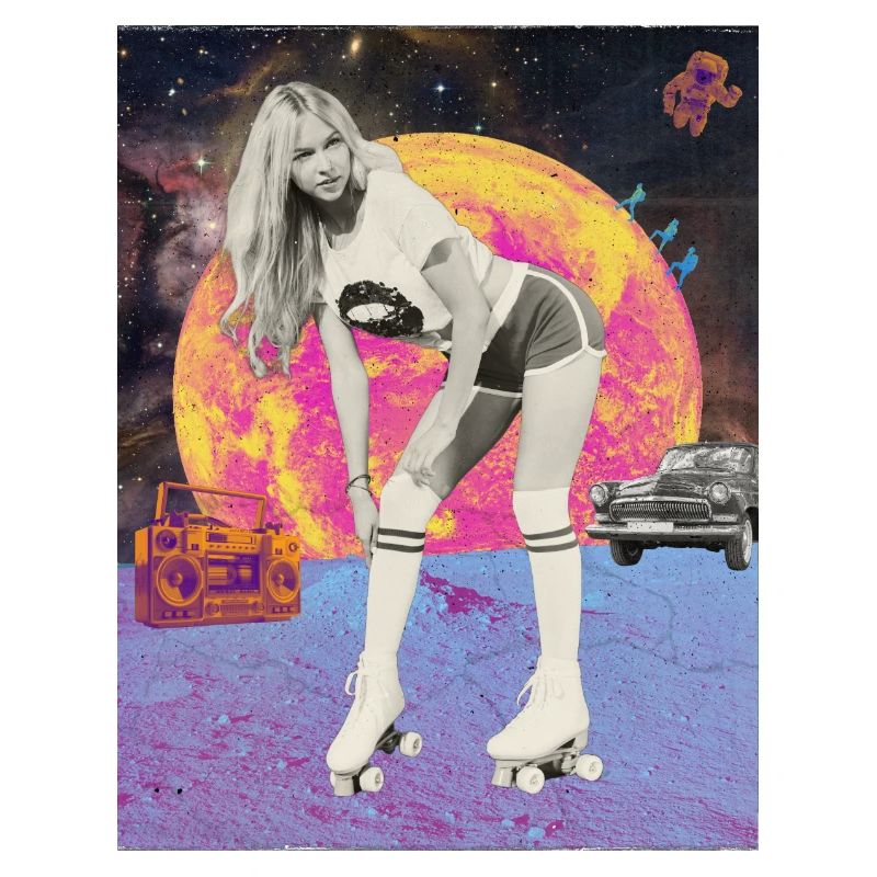 Moon Roller Retro Poster