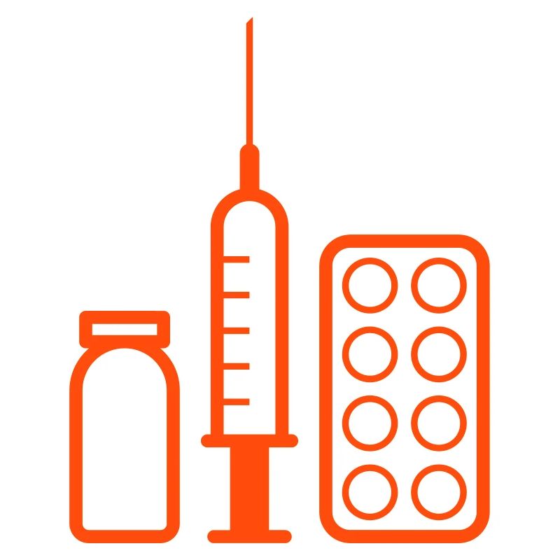 Seringue, pilule et médicaments