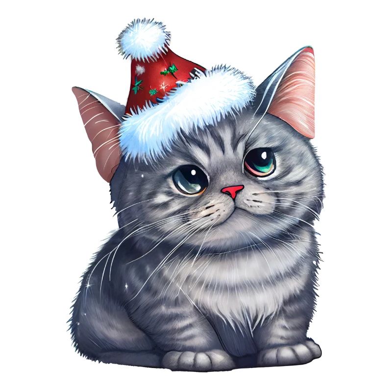 Chat de Noël, mignon et mignon avec une casquette