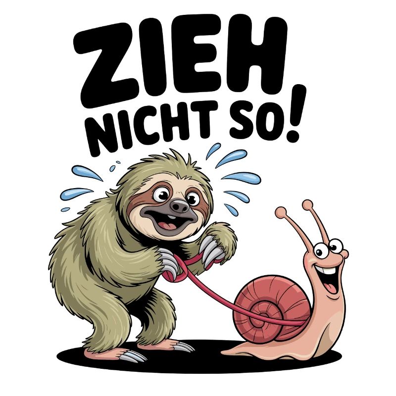 Sloth Snail Saying, Don't Pull Like That