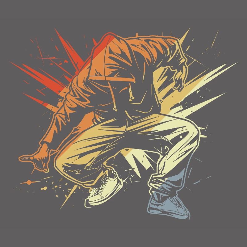 Breakdancer dessinant vintage