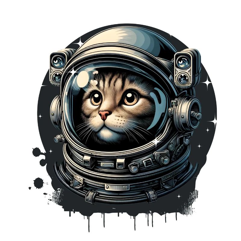 A cat with an astronaut helmet in space