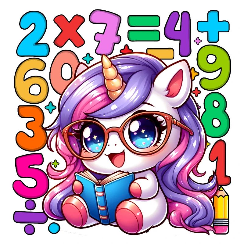 Number Day Whimsical Unicorn Math Learning Design