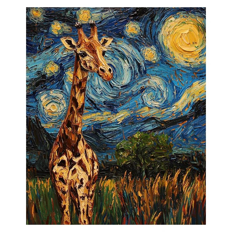 Giraffe Van Gogh Style Starry Night