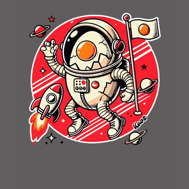 Oeuf d’astronaute avec fusée dans l’espace avec planète