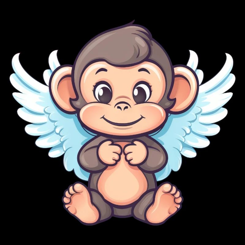 Ange singe mignon - design avec des ailes