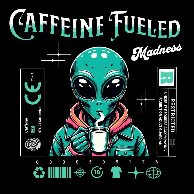 Caffeine-Charged Madness - Funny Alien Theme