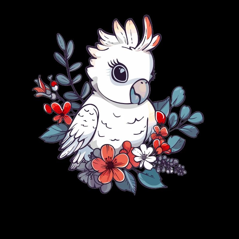 Cacatoès oiseau avec couronne de fleurs