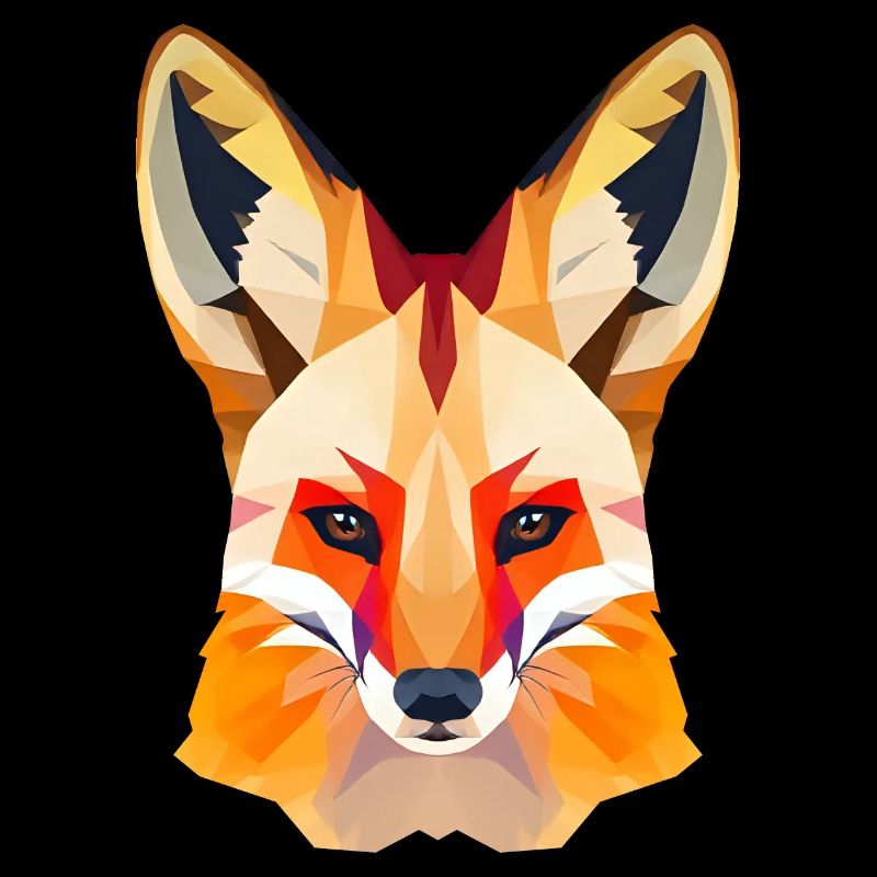 Serene Red Fox with Golden Fur Low Polygon