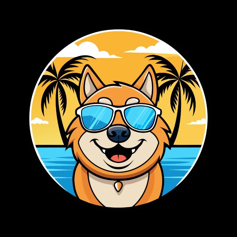 Plage de dessin animé de race de chien Ovcharka de Russie du Sud
