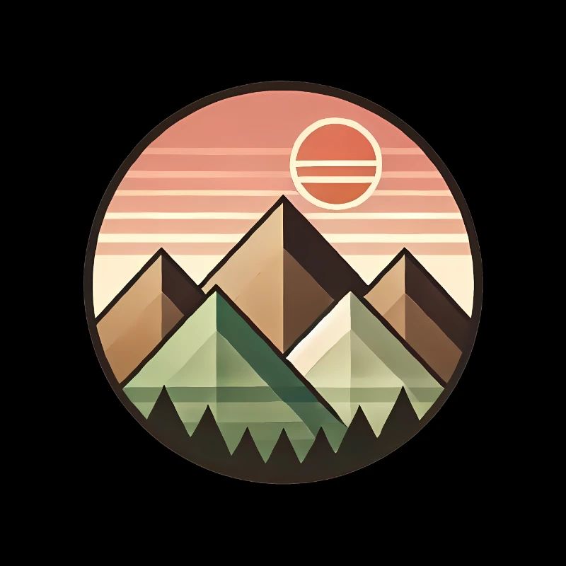 Geometric Sunset Mountain Landscape