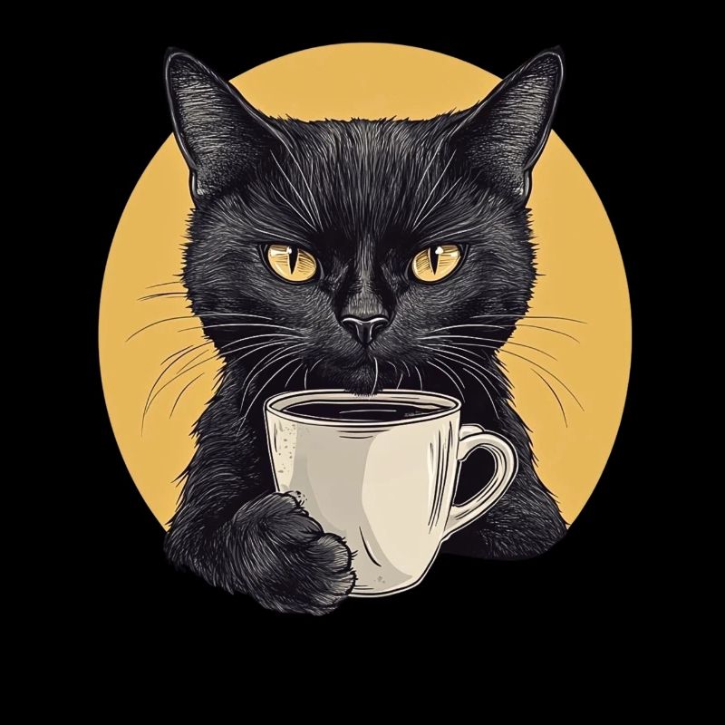 Realistic Cat with Coffee - Morning Ritual