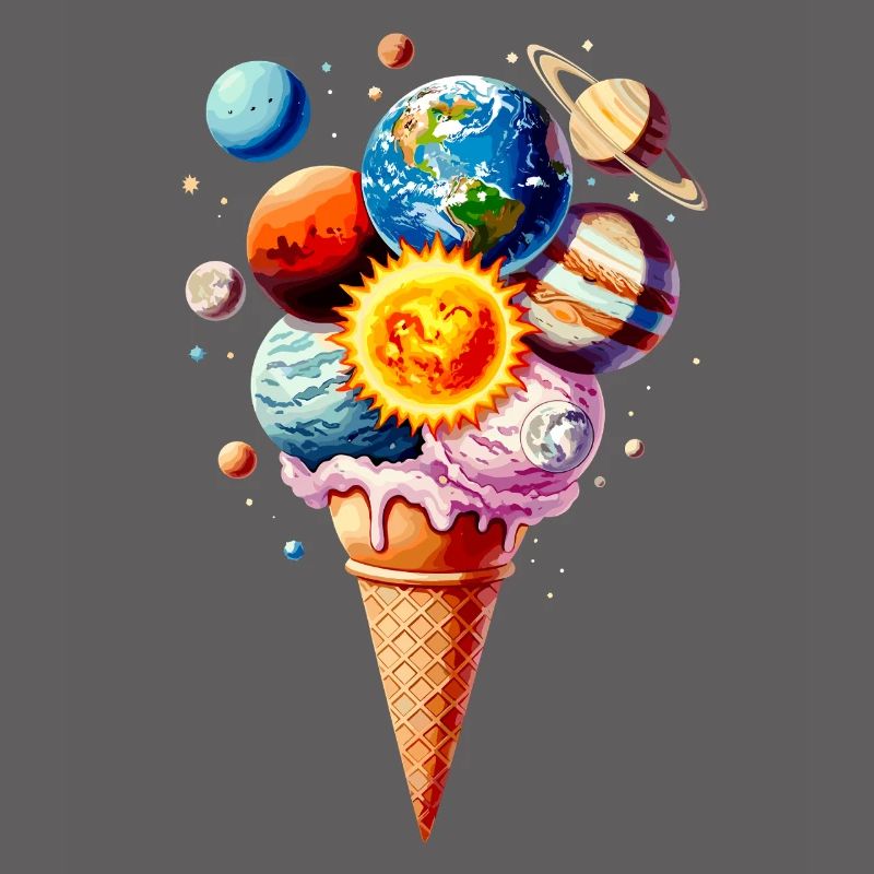 Planeten Eiscreme Waffel Eis