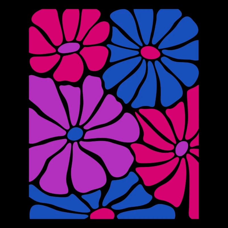 Bisexuell Pride Blumenmuster Flagge Farben Retro