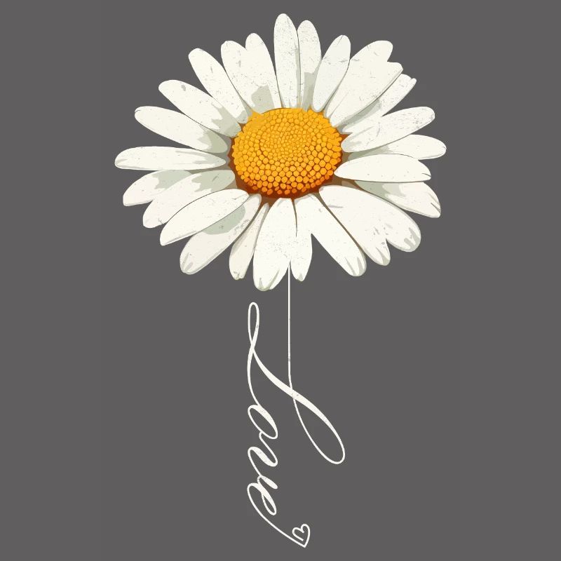 Daisy Flower with Love Script