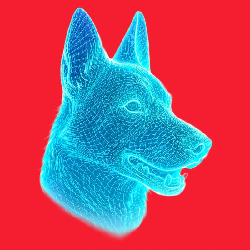 Neon Wolf Head Net Art