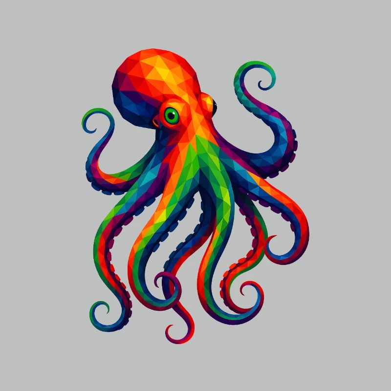 WPAP Stil Polygon Tiere - Krake Oktopus