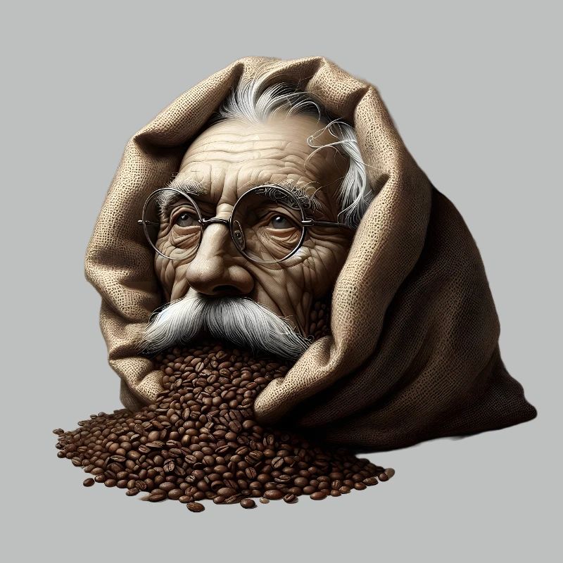 Mann in Kaffeebohnen