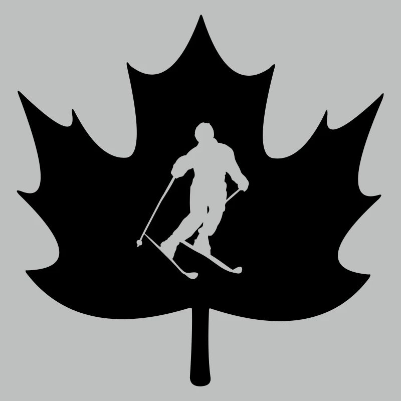 Feuille d’érable du Canada avec logo de skieur découpé