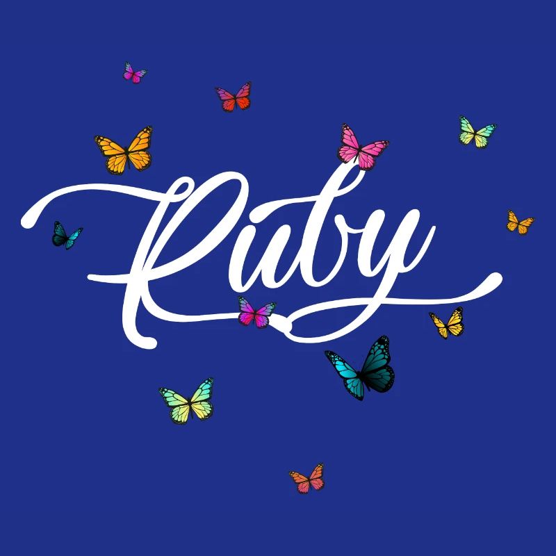 RUBY - Mädchen Name mit bunten Schmetterlingen