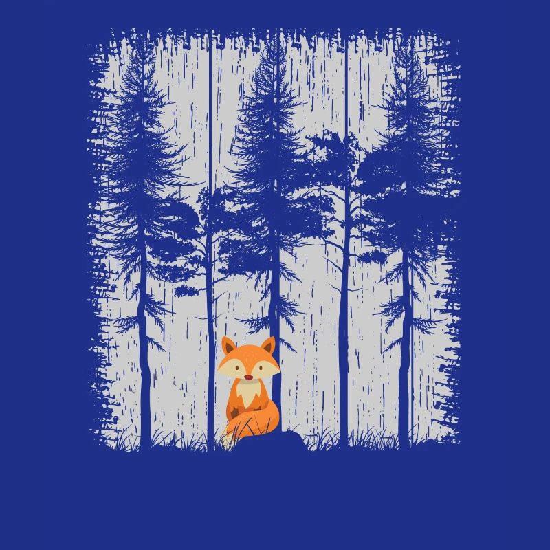 Fox in the Forest Retro Pattern Vintage Tree Forest Funny