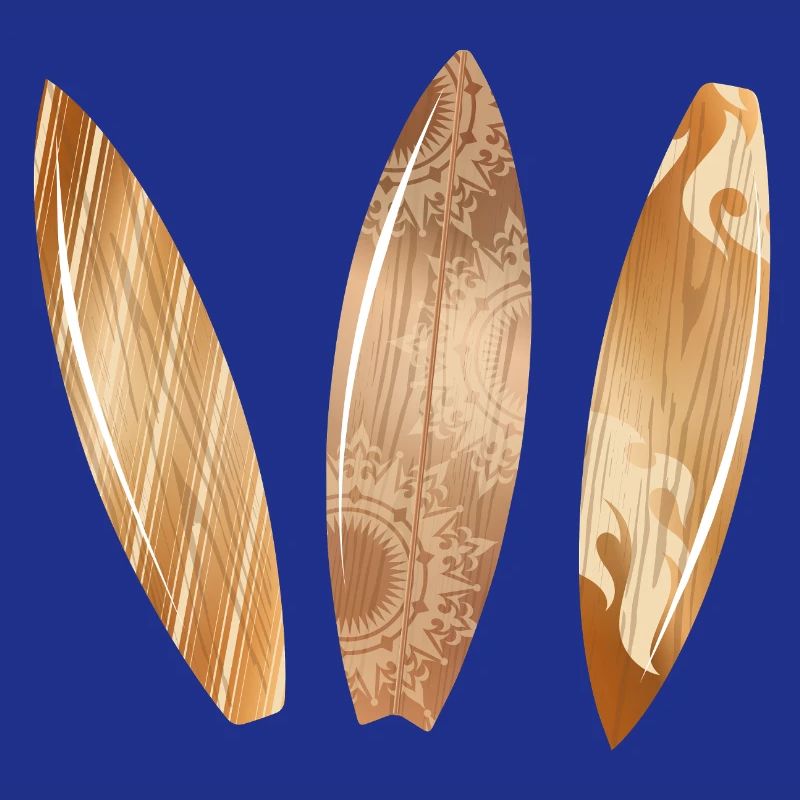 Planches de surf aspect bois dans un style rétro