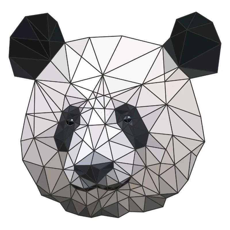 Polygonal Panda Bear Low Poly Art Triangle Shapes